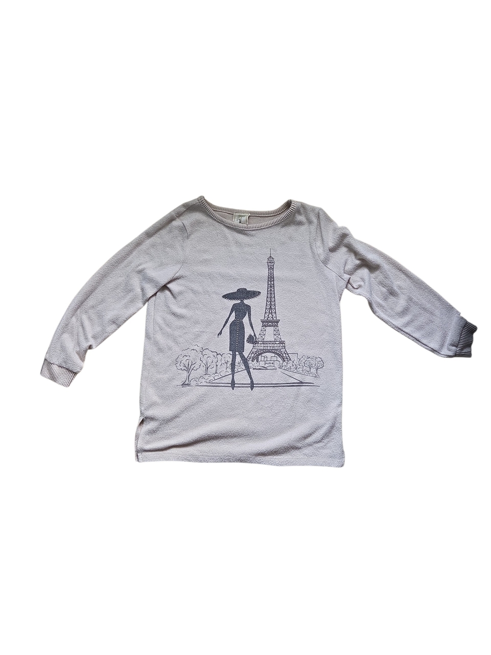 Colortree Paris Eiffel Tower Graphic Knit Sweater Studded Small S Off White